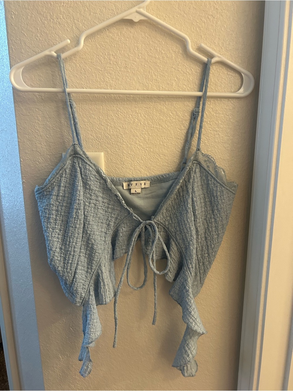 HYFVE Light Blue Tie-Front Cropped Cami